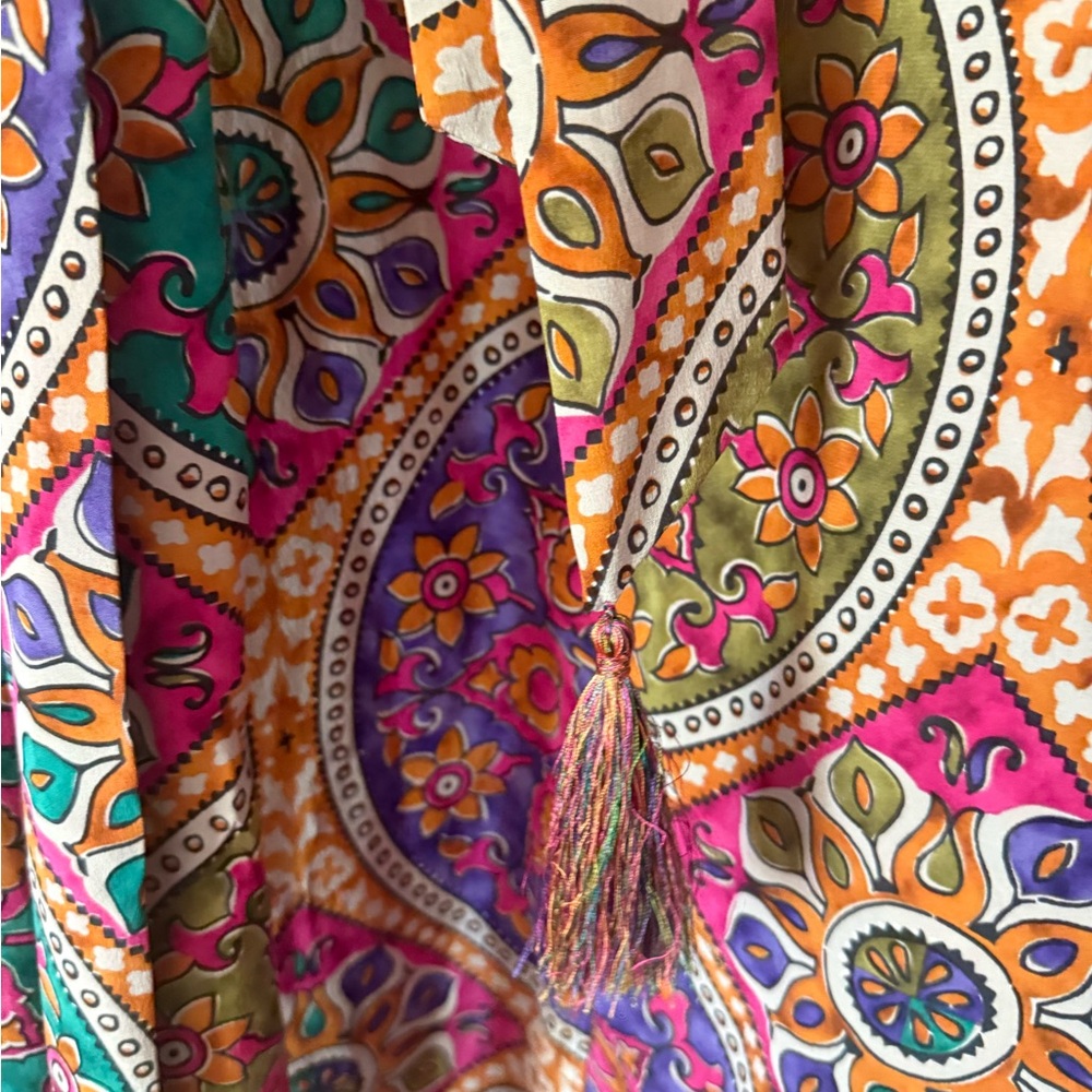 Calypso St. Barth Boho Silk Paisley Maxi Dress With Scarf - Picture 3 of 4